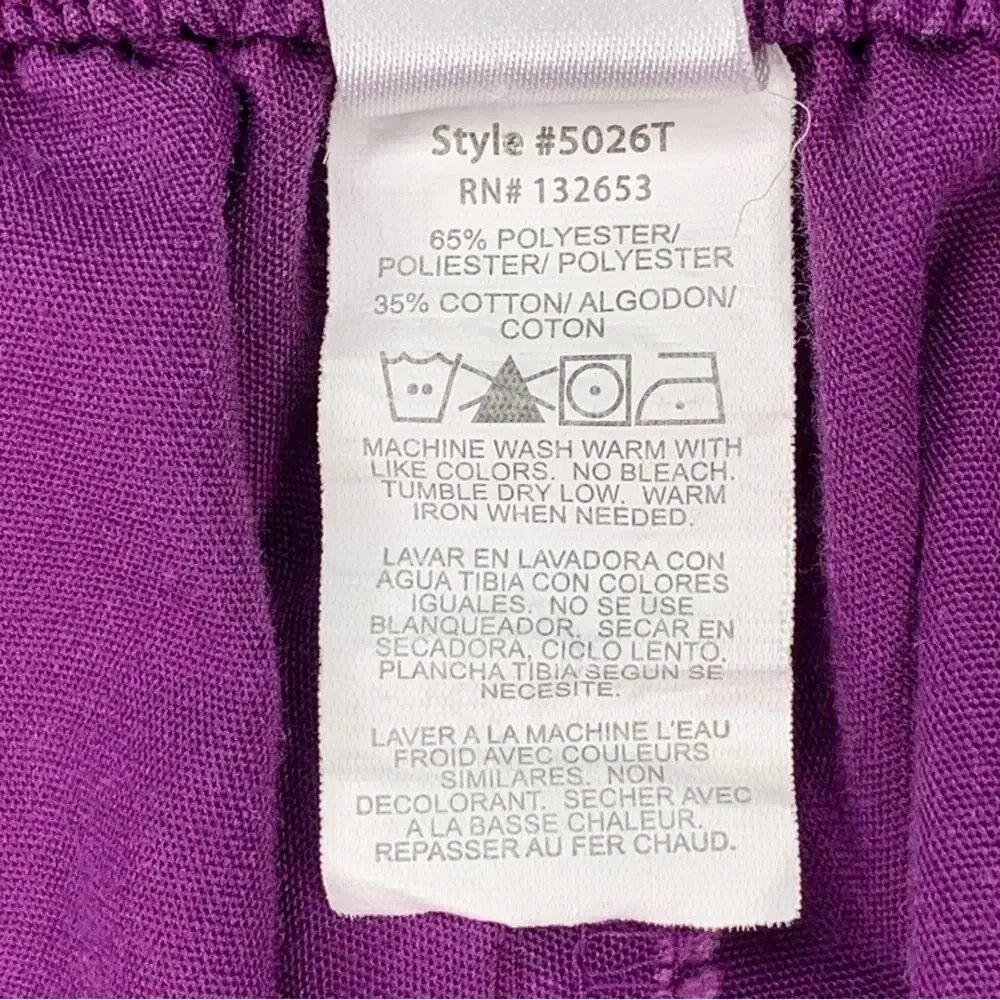 Wonderwink Scrub Set Eggplant Short Sleeve Size Top L Pants Medium Tall